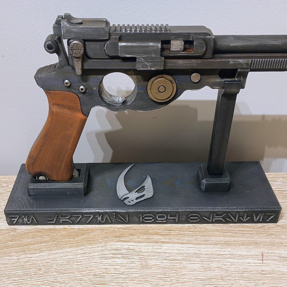 Star Wars Mandalorian Weathered IB-94 3D Printed Blaster Prop + Stand