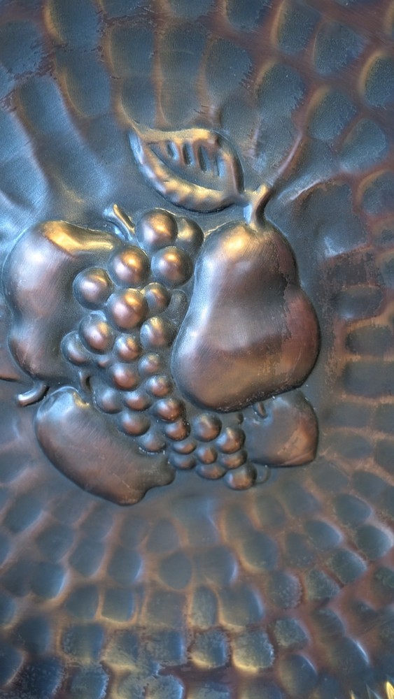 Vintage Gregorian Solid Copper Bowl Hammered Fruit Wall Plate USA D 13"