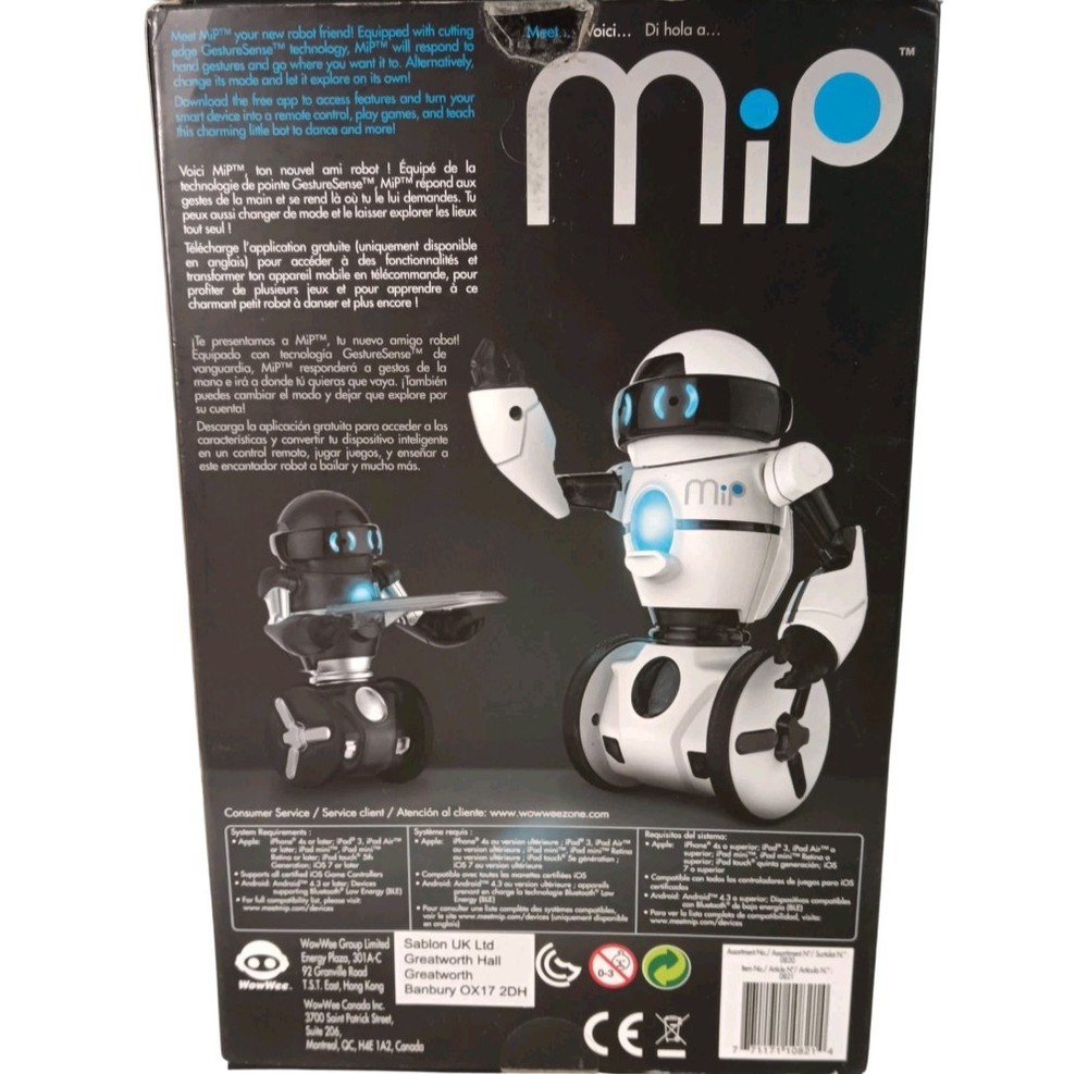 WowWee MIP Interactive Robot Toy White Rolling Self-Balancing Tested Nice!