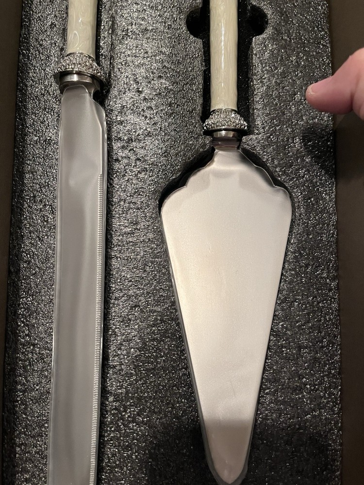 Olivia Riegel Decorative Handle Wedding Cake Knife & Server Set, Silver Ivory