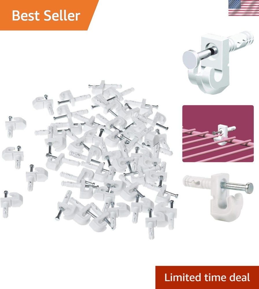 Quick-Install 48-Pack White Wall Clips for Wire Shelving - Strong Plastic