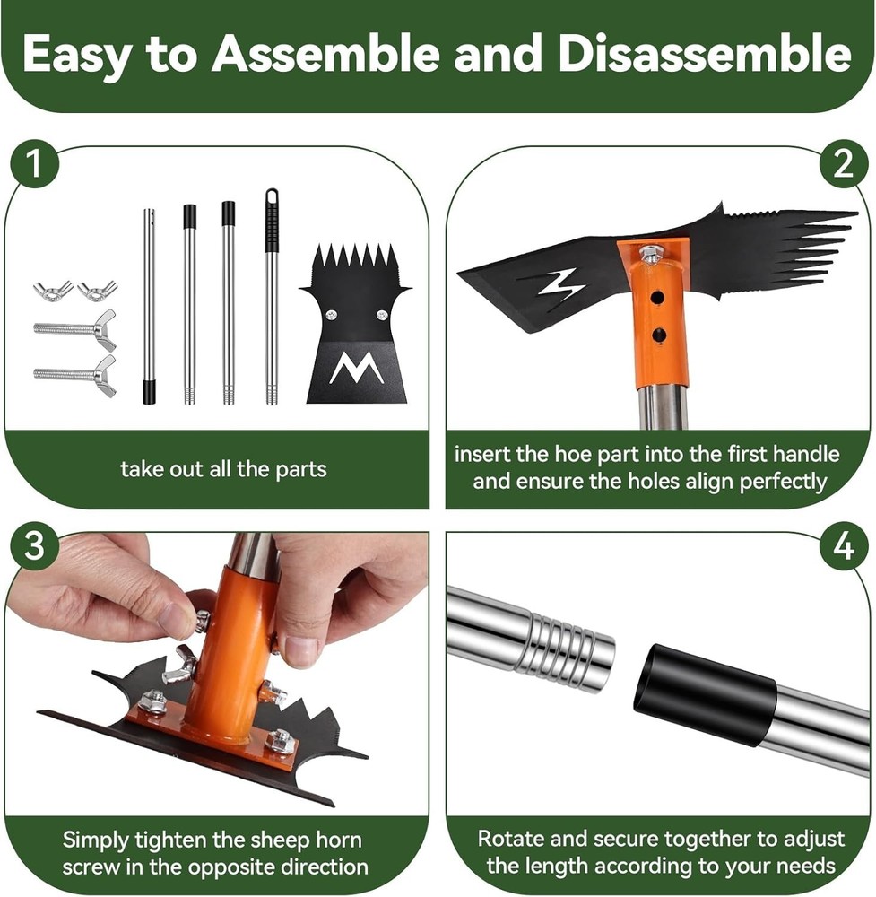 3-in-1 Garden Hoe & Weed Puller with 60" Telescoping Handle + Shears