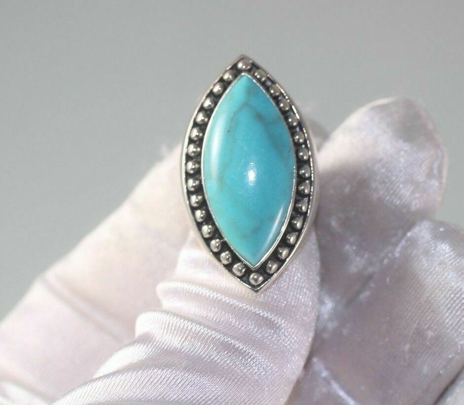 Statement 925 turquoise ring size 6 dot caviar sf