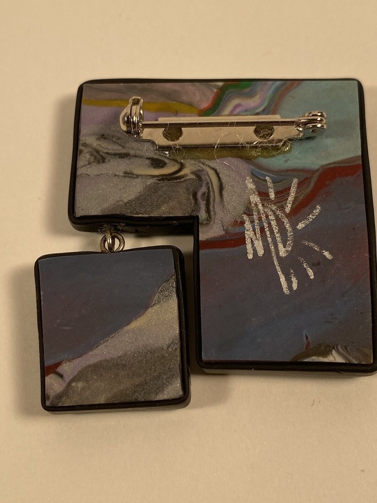 Fun Square In Square Polymer Clay Pin