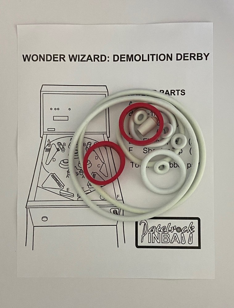 1977 Sentinel Wonder Wizard Demolition Derby Pinball Machine Rubber Kit