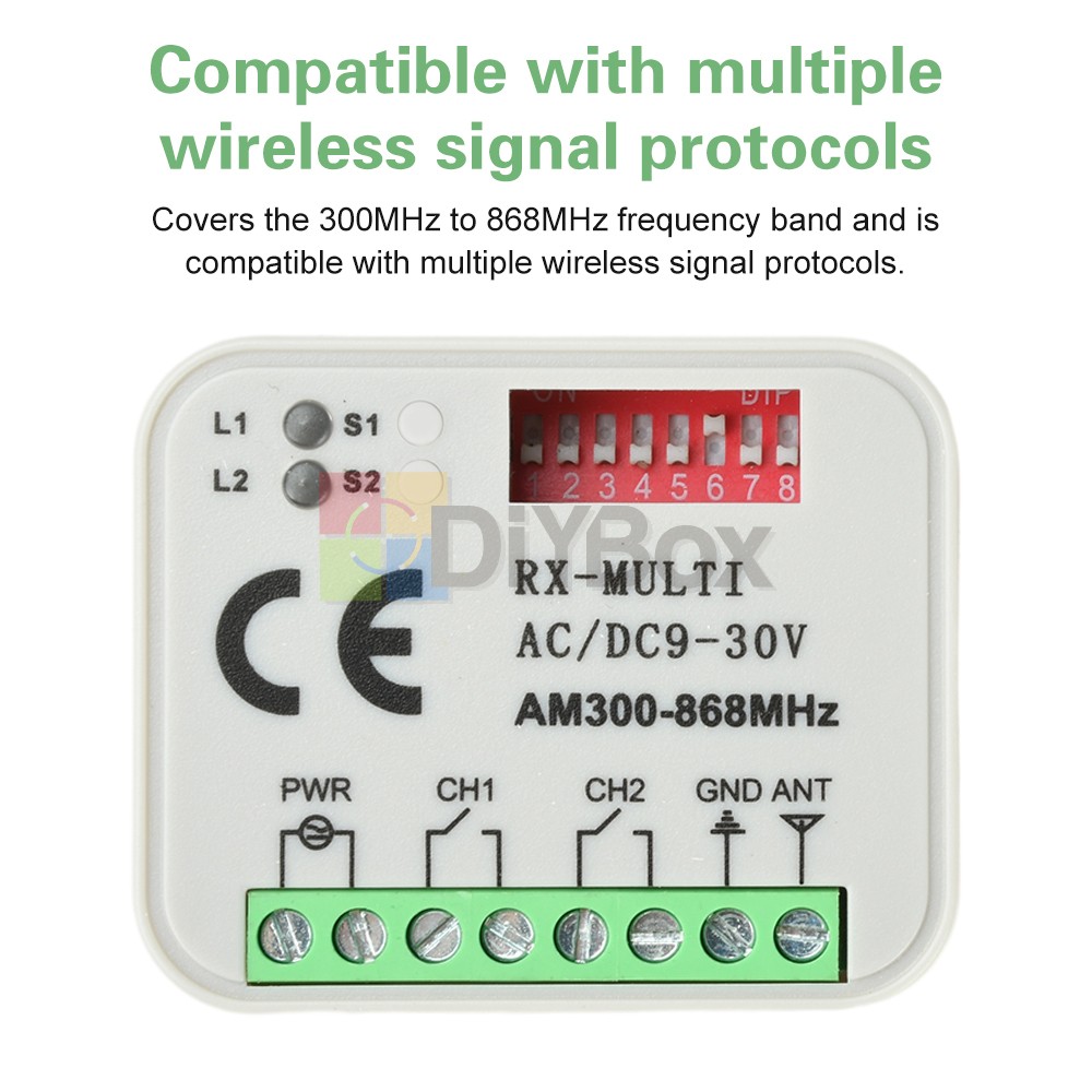 Universal 300-868MHz Multi-Frequency Receiver Switch Controller AC/DC On/Off