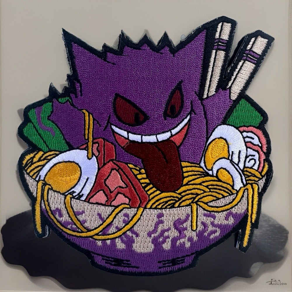 Gengar Pokémon Ramen Bowl Embroidered Hook/Loop Morale Patch