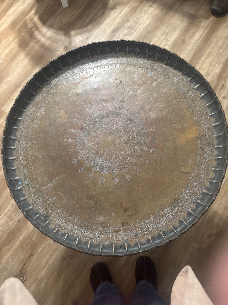 Persian hammered copper table