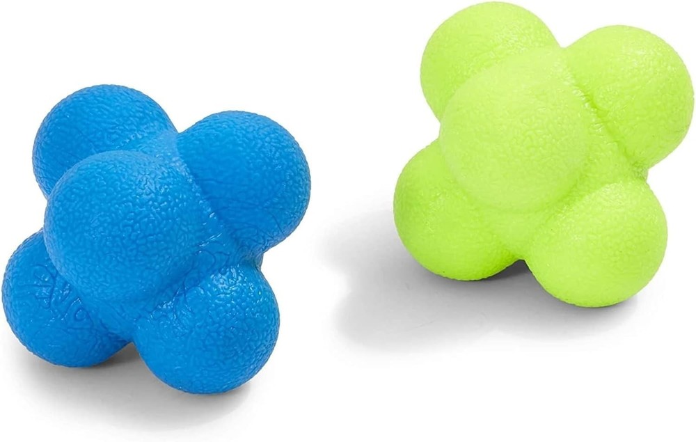 2 Pack Multicolor Rubber Reaction Balls for Agility Training and Reflex Speed