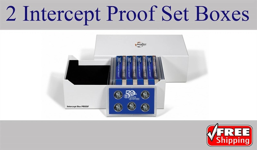 2 Two Lighthouse Intercept Shield Proof Set Boxes Long Term Archival Storage
