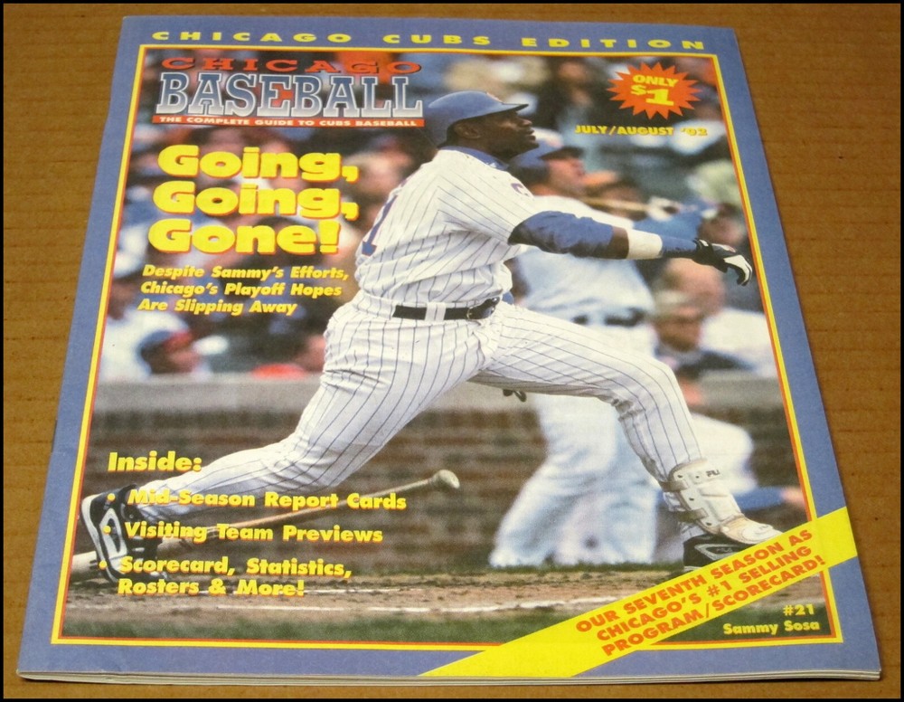 July August 2002 Chicago Cubs Baseball Program Magazine Sammy Sosa vs SD Padres