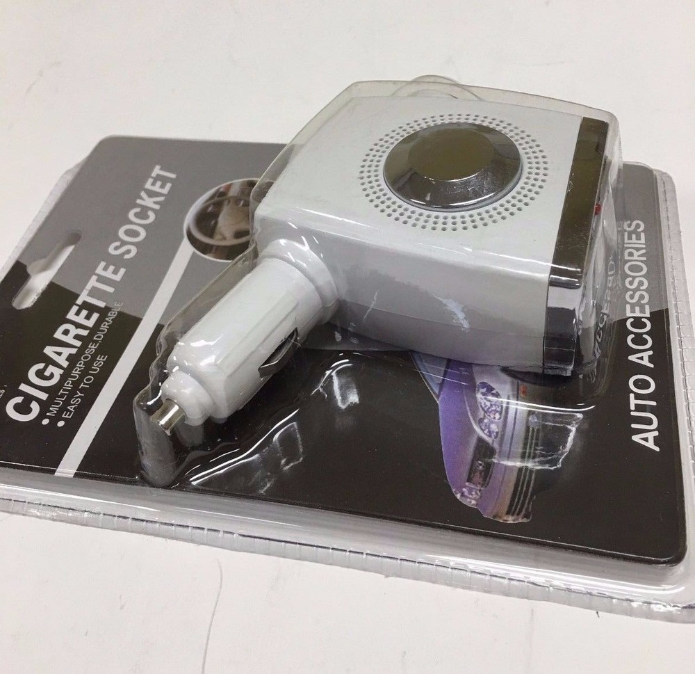 WHITE Y-TYPE 3-WAY LED CAR CIGARETTE LIGHTER SOCKET SPLITTER CHARGE ADAPTER