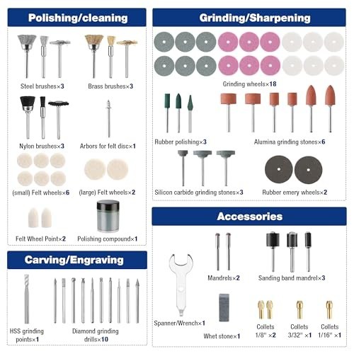 476PCS Rotary Tool Accessories Kit - Bits for Cutting, Sanding, Grinding, Carvin