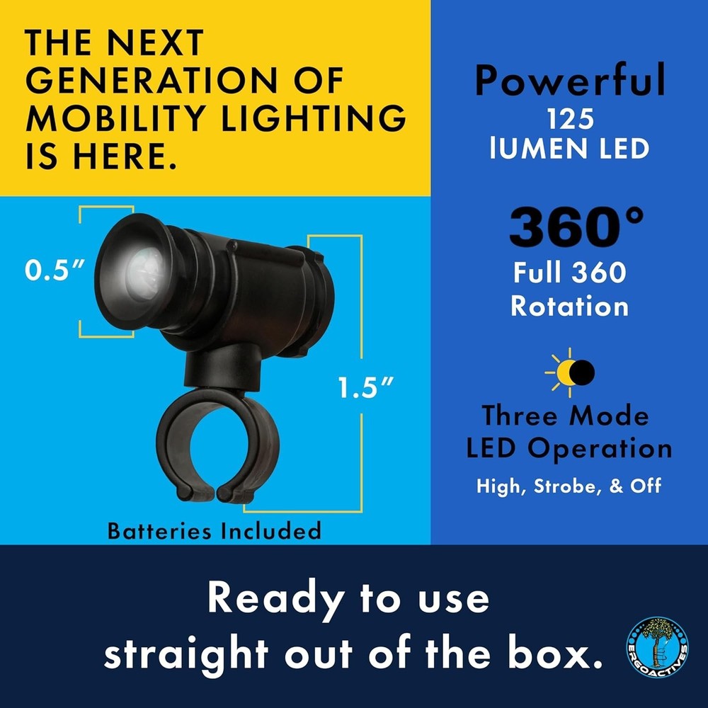 2G- New Improved Adjustable LED Flashlight for Crutches, Canes, & Walkers, He...