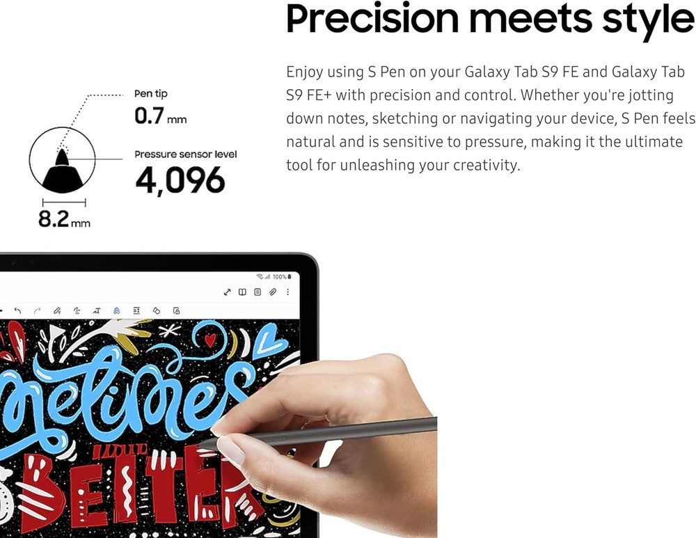 Galaxy Tab S9 FE S Pen Replacement for Samsung Tablet Plus Gray