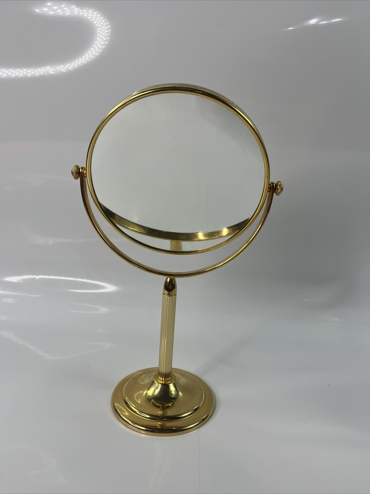 Vintage Tall Double Sided Pedestal Brass Mirror