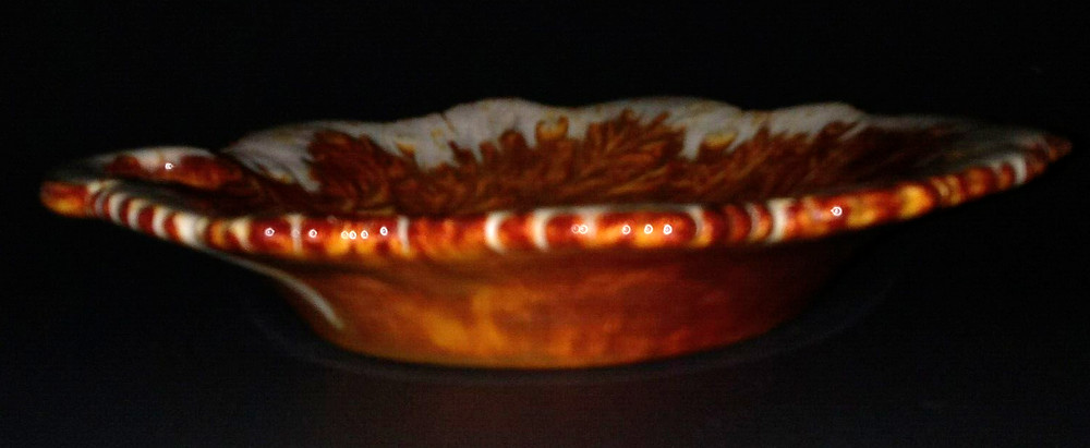 Scallop Edge Leaf Serving Or Candy Dish Fall Colors Ceramic Studio Art Glazed