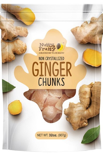Nutty & Fruity Ginger Chunks Dried Non Crystallized Ginger, 32 oz