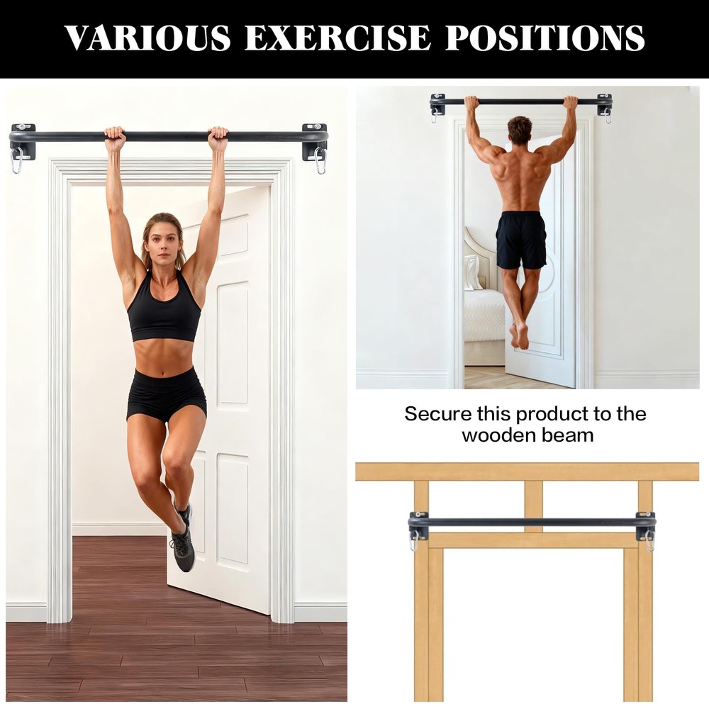 Wall Mounted Pull Up Bar, Door Frame Pull Up Bar for Home Gym, Professional D...