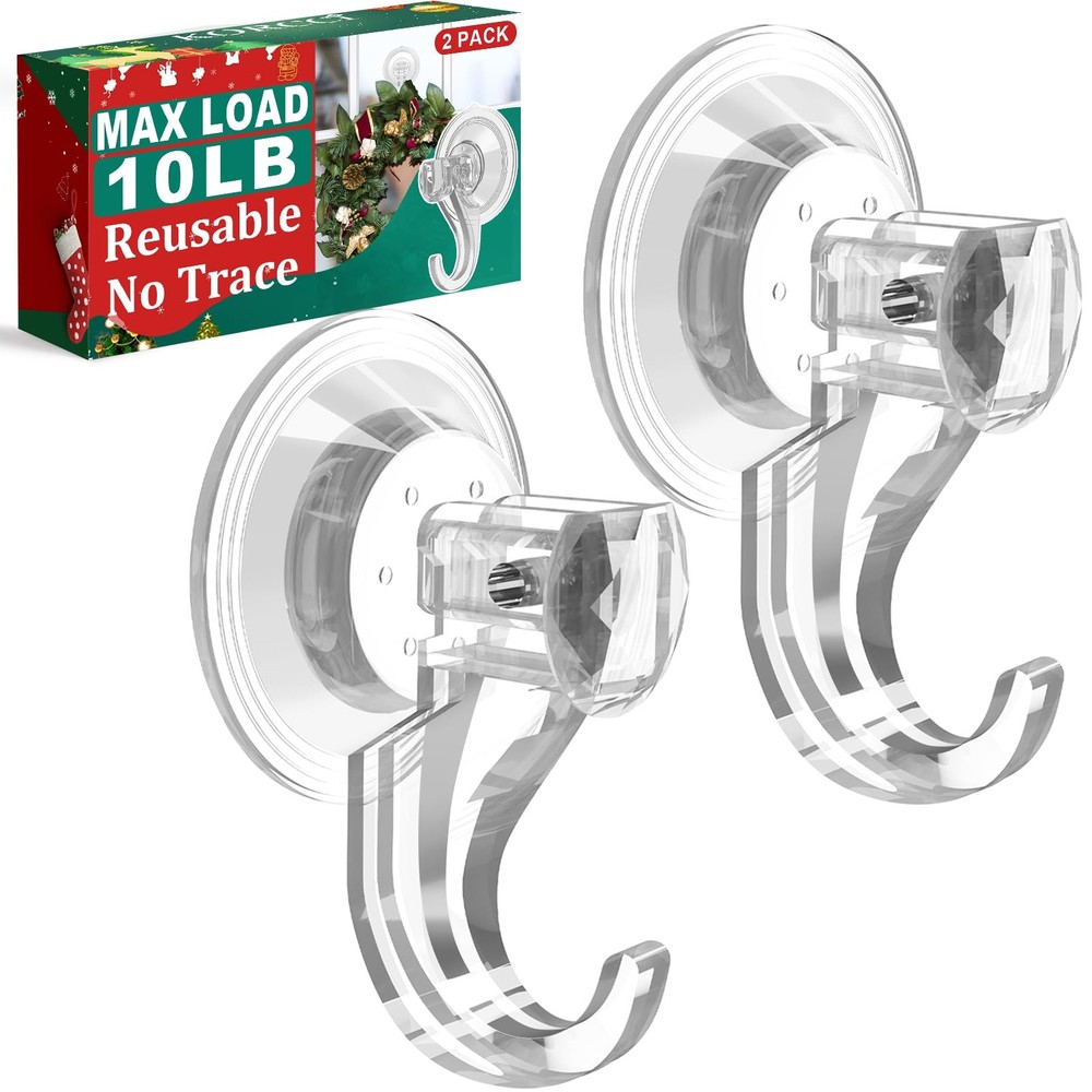 Suction Cup Hooks for Shower-Max Load 10 LB, No Trace, Reusable & Removable, ...