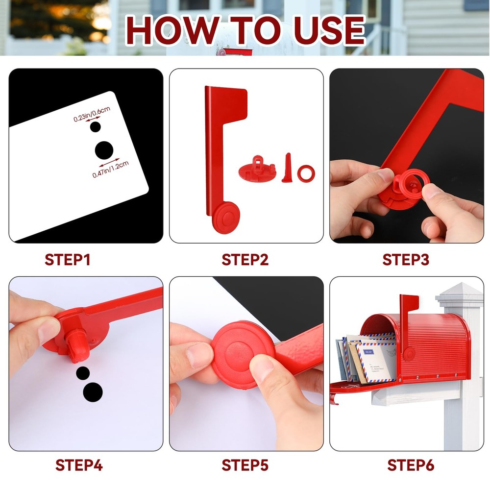 Mailbox Replacement Flag Kit Red Holder, Professional Style - B