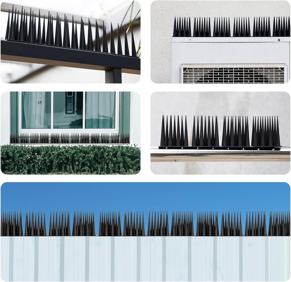 High Coverage 4ft Bird Spikes - Black Raccoon & Woodpecker Deterrent Solution