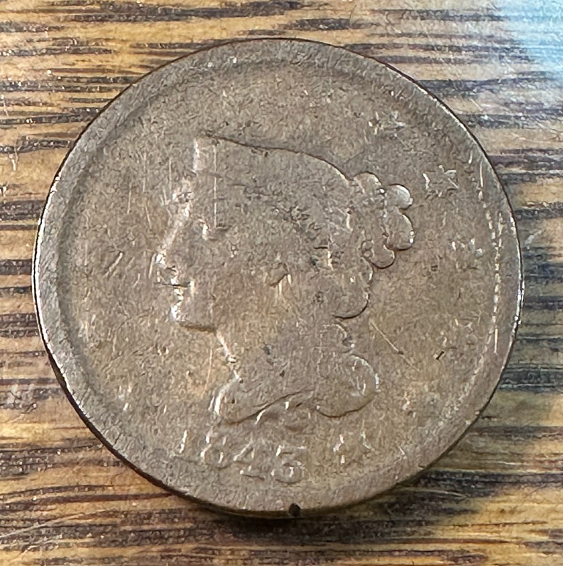 1843 Large Cent Nice Original Good CHRC