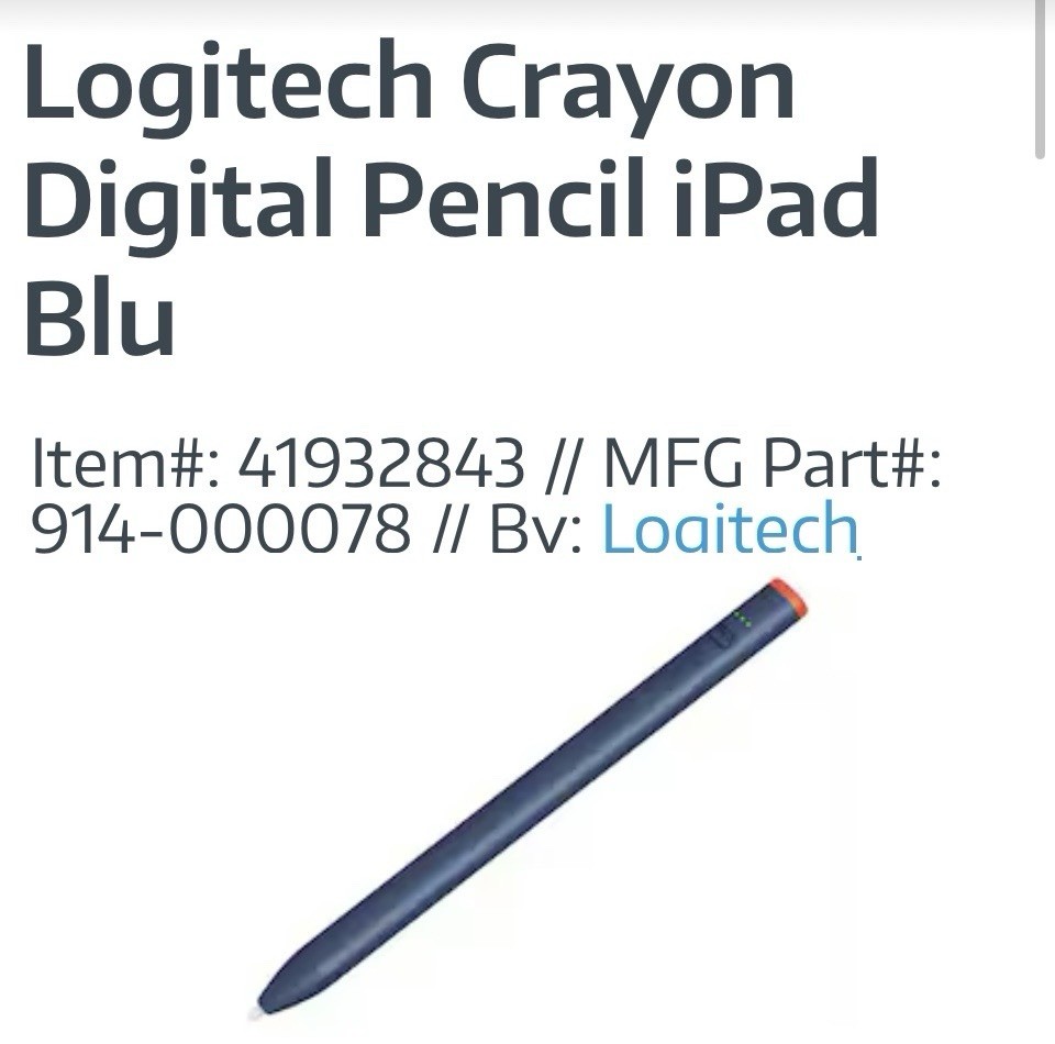 Logitech Crayon Digital Pencil iPad Blue