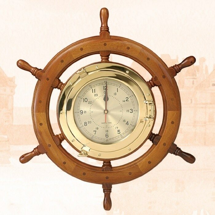 Ships Wheel Porthole Clock, 30"