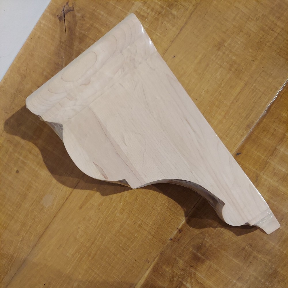 12" Traditional Corbel in Hard Maple Traditional Solid Wood Smooth Scroll