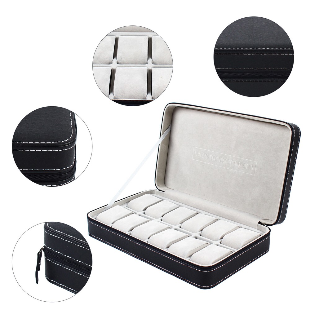 New Multiple Sizes Watch Display Case Storage Box Case | Leather Rounded Corner