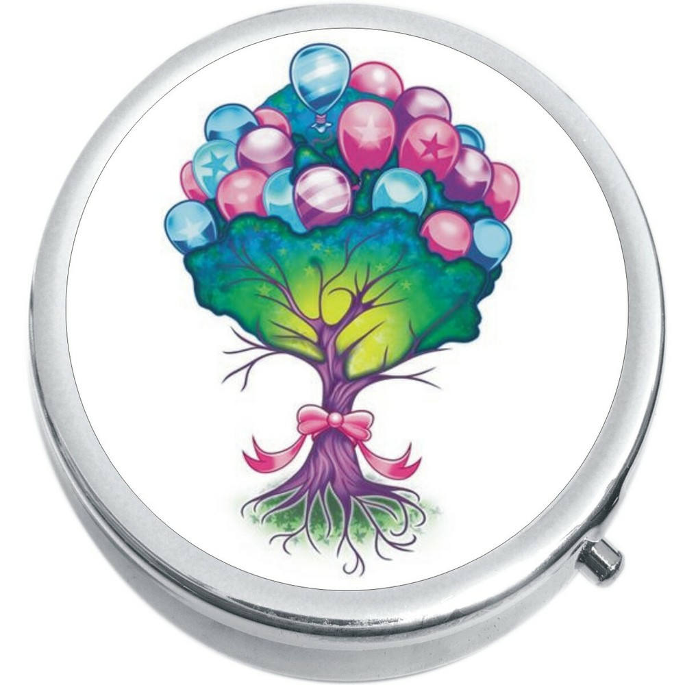 Balloon Tree Medicine Vitamin Compact Pill Box