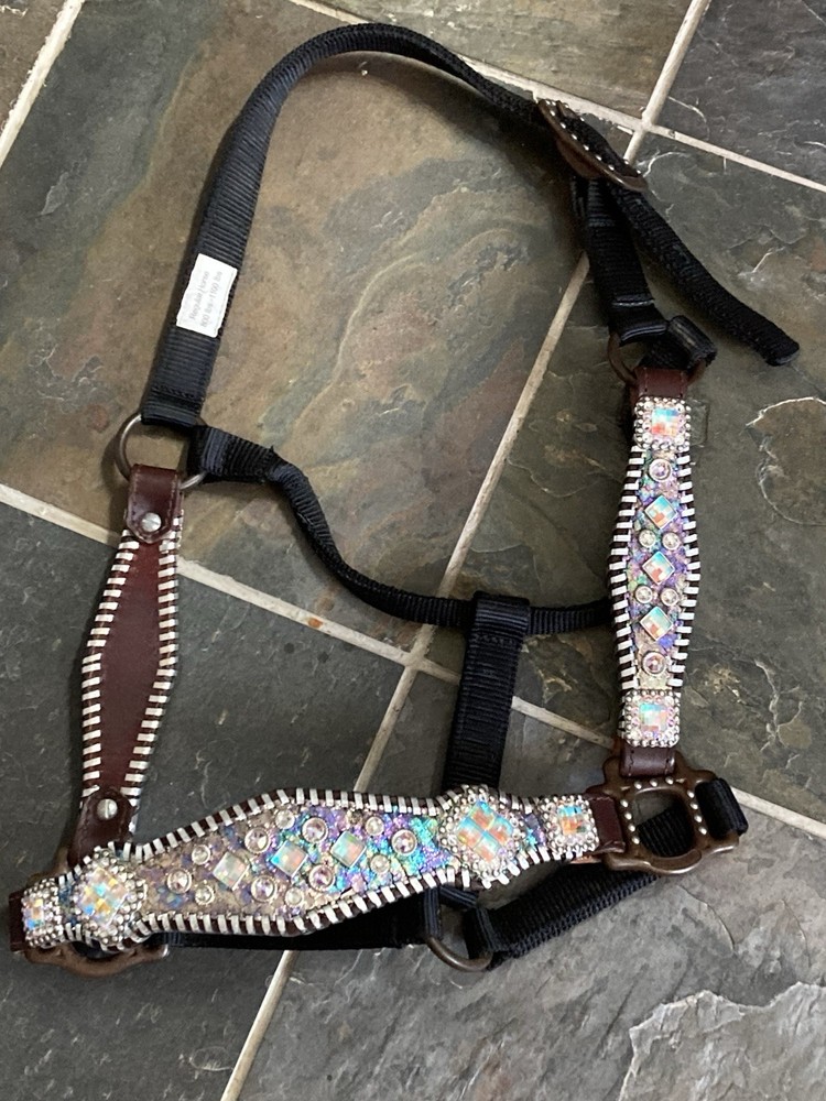 Silver Crown Leather Halter