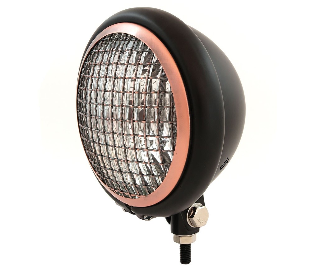 5.75" Custom Motorcycle Bottom Mount Headlight w/ Grill - Matte Black Bronze