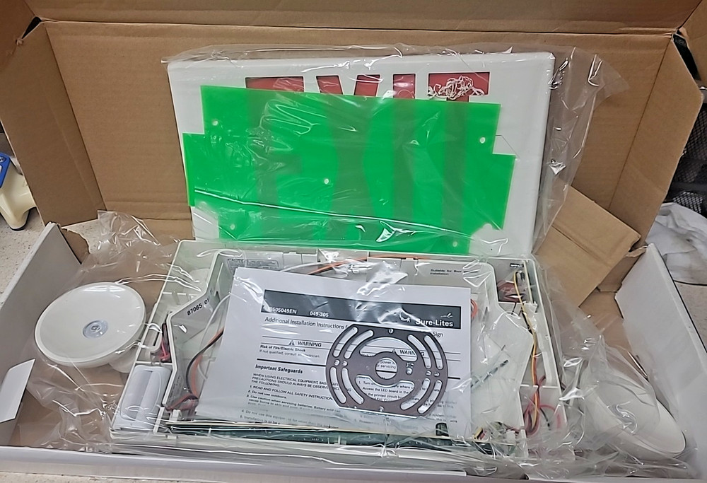 EmergencyLight Exit Sign Combo White Integrated LED Lighting 2 Head 2.5 Watt A1