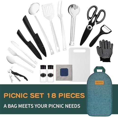 Camping Cooking Utensils Set- Camping Essentials Cookware Accessories Green