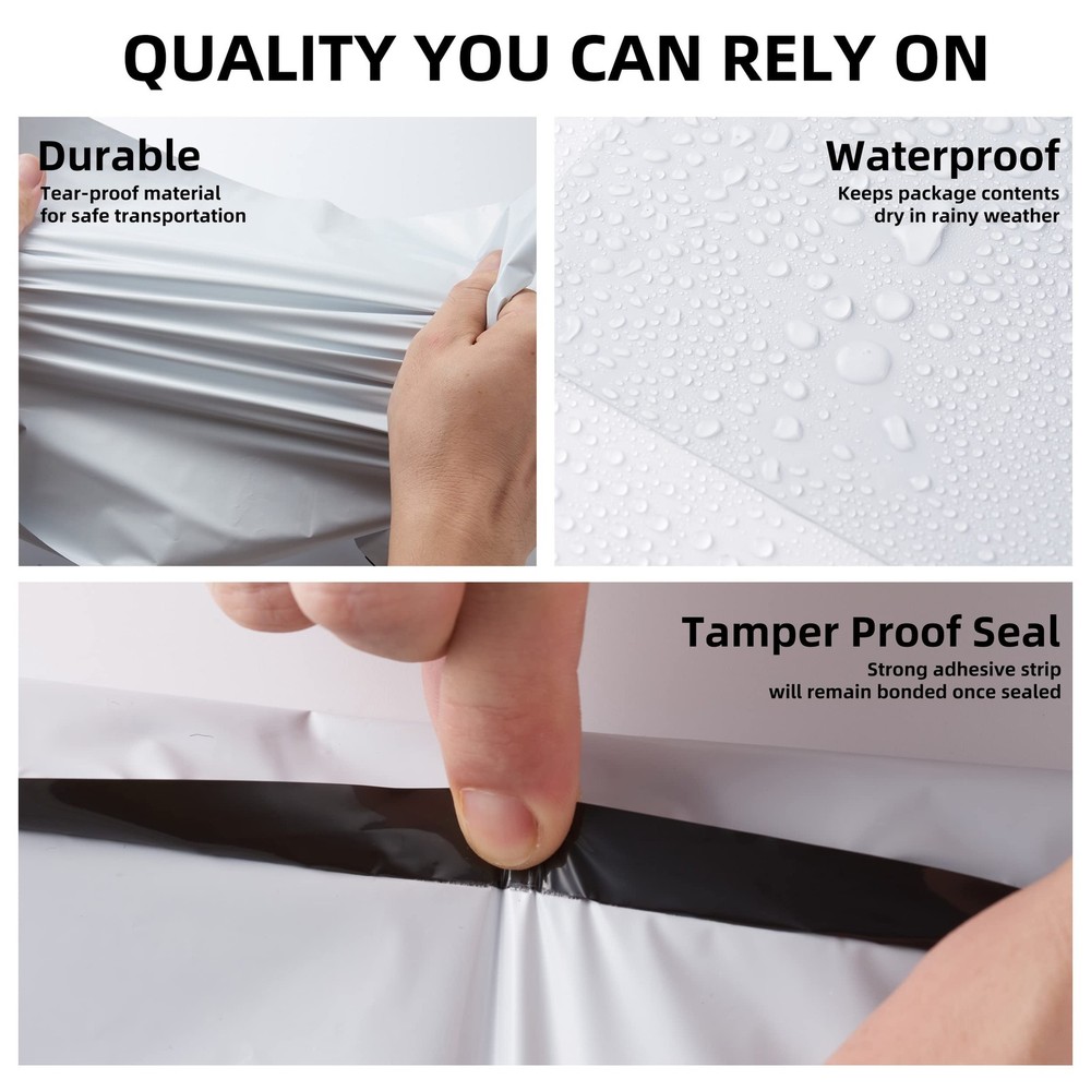 KKBESTPACK Poly Mailers Shipping Envelope Self 12" x 15.5" 100pcs, White