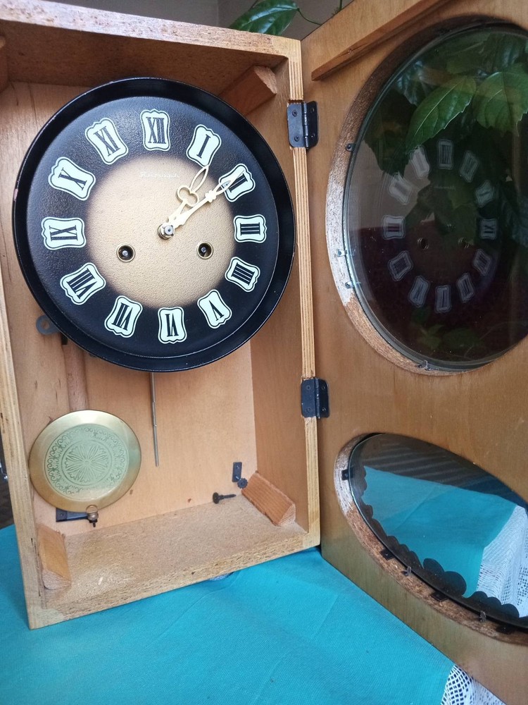 Vintage Wall-Mounted Clock Soviet Mechanical YANTAR. USSR Striking Clock.