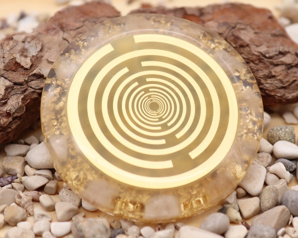 Rose quartz MWO harmonisation disc, orgone disc