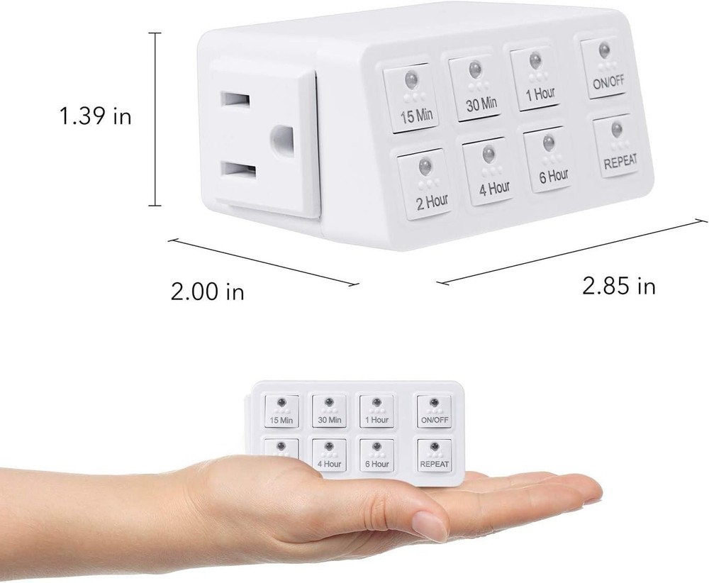 ETL Listed Timer, Repeat Function, 1875W Capacity, 3 Prong, White