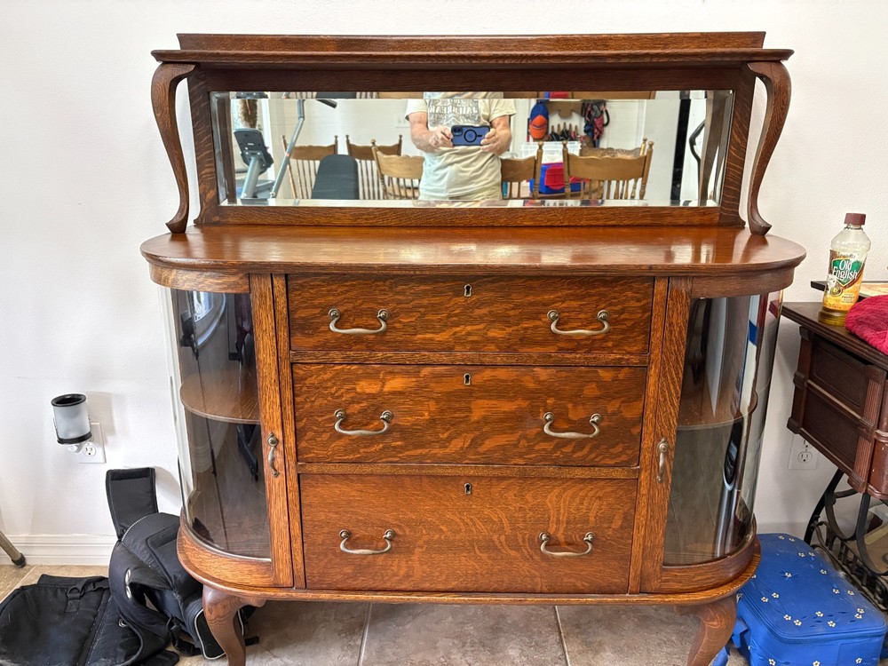 antique sideboard buffet with mirror tiger oak