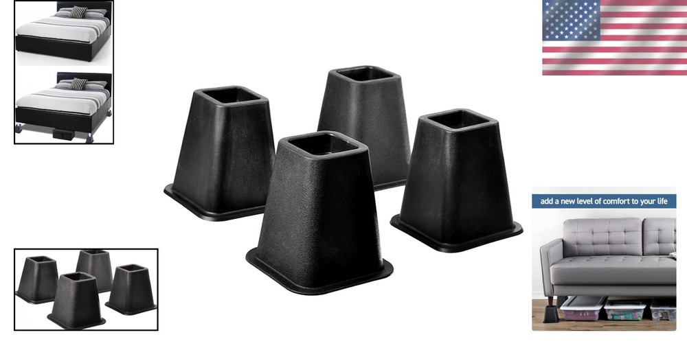 Bed Risers Heavy Duty Stackable Furniture Risers for Dorm Couch Bed 4 Pack