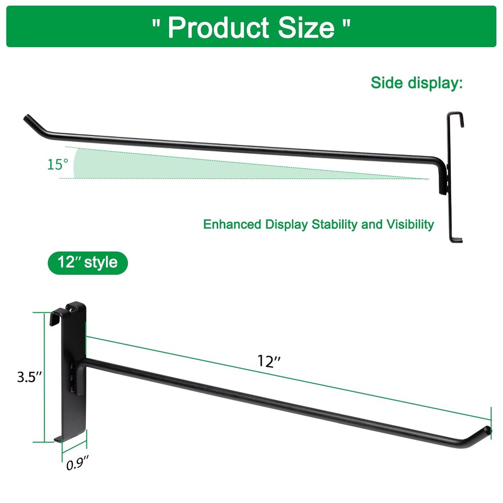 40 PCS 12 Inch Gridwall Hooks Grid Panel Hanging Retail Home Workspace Black