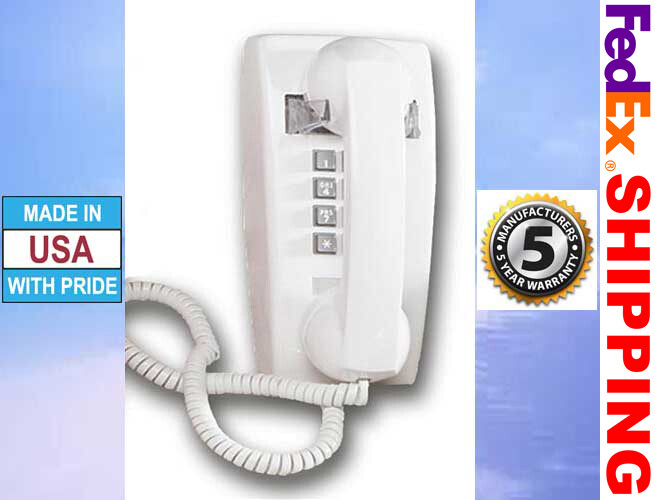 RETRO WHITE PUSH BUTTON CORDED BASIC WALL PHONE TELEPHONE VINTAGE STYLE NEW