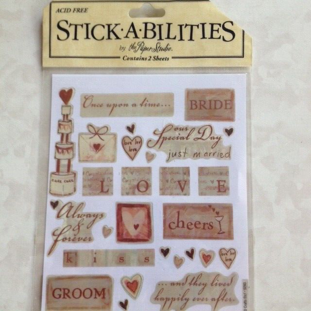 THE PAPER STUDIO RUB-ON TRANSFERS BRIDAL WEDDING WORDS PHRASES 2 SHEETS