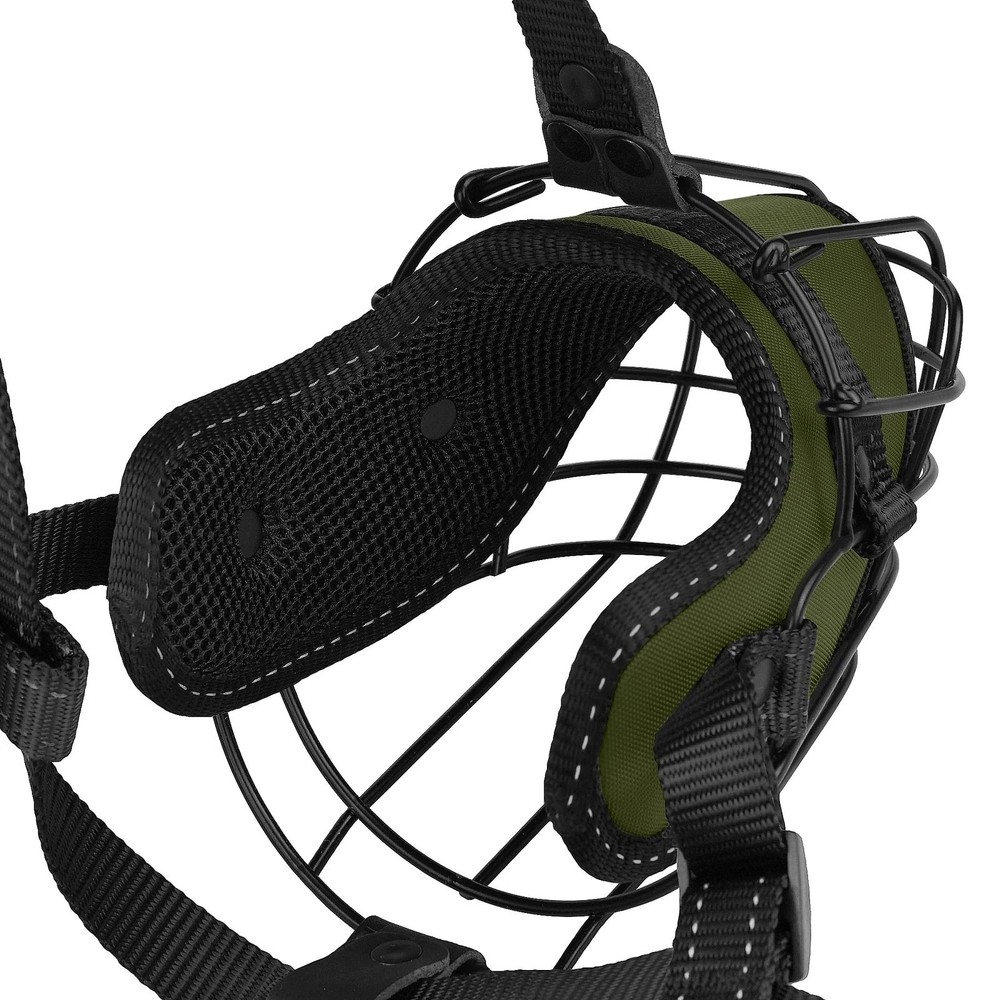 OOPSDOGGY Pitbull Dog Muzzle Reflective Metal Mask Secure Wire Basket Muzzle ...