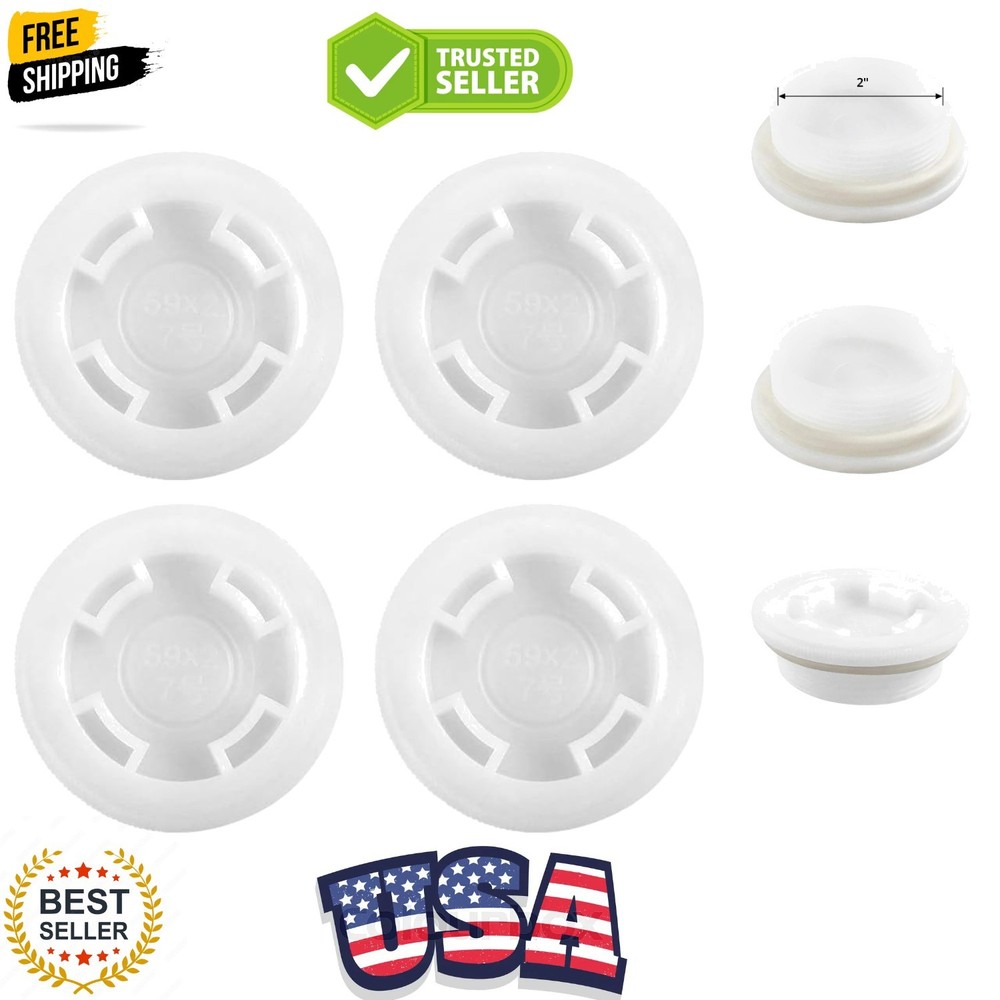 Bung Cap with 2" Thread Size for 55 Gallon Plastic Drums, 4 Pack Poly Buttres...