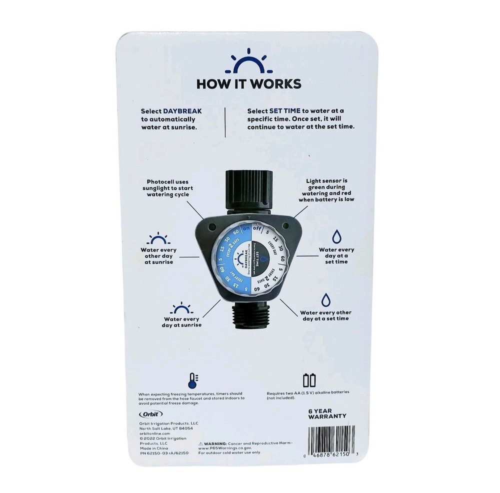 Orbit Daybreak Programmable Watering Hose Timer 62150 New Sealed