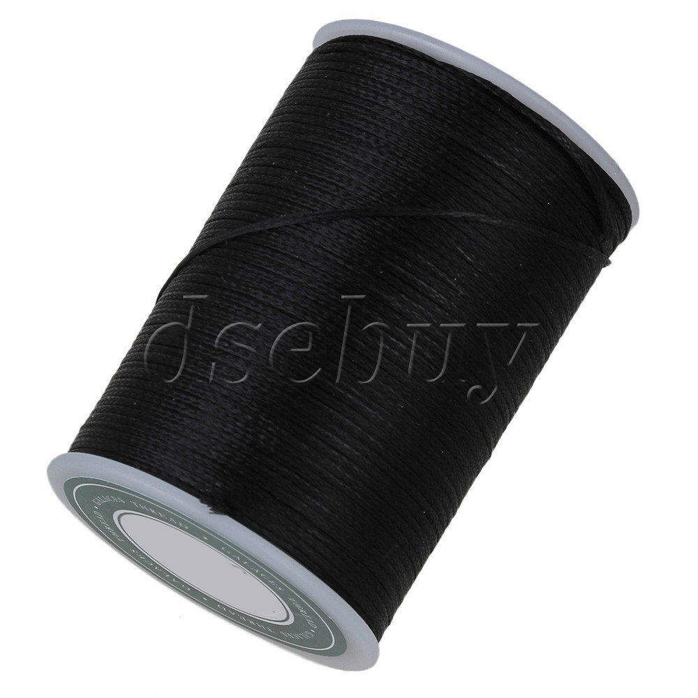 5 Pieces 78M 0.8MM Black Flat Waxed Polyester Thread Polyester Cord