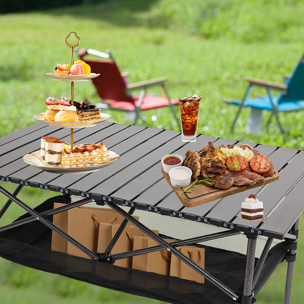 Camping Table That Fold up Lightweight, Aluminum Folding Table Roll Up Table 37"
